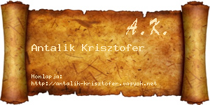 Antalik Krisztofer névjegykártya